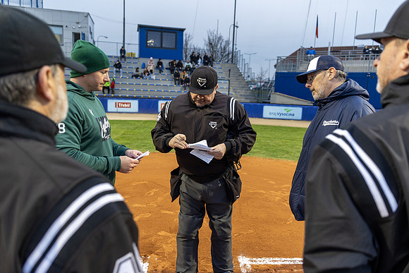 Foto: Robert Vávra; Baseballová Extraliga 2026; stadion Na Hvězdě; Třebíč Nuclears vs. Eagles Praha